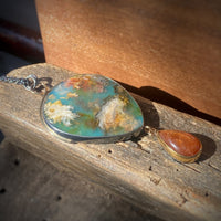 Coral Sea Agate Pendant with Sunstone